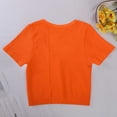 thumbnail image 5 of Mifsaly Yoga Crop Tops for Women Slim Fit Ribbed Short Sleeve Cropped T-Shirt Breathable Soft Stretchy Seamless Athletic Workout Tee Orange,M, 5 of 6