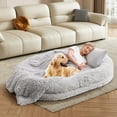 thumbnail image 2 of Gymax 68'' x 46'' x 10'' Human Dog Bed Orthopedic Dog Bed w/ Soft Blanket Grey, 2 of 10