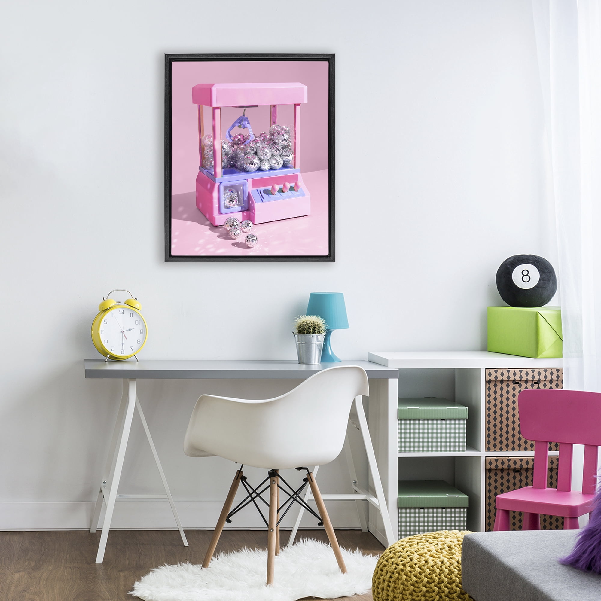 Stupell Industries Disco Ball Claw Machine Black Framed Floater Canvas Wall Art, design by LISH Creative