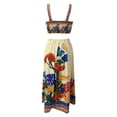 thumbnail image 4 of Unir Women’S Vibrant Tropical Print 2-Piece Matching Set, Sleeveless Square Neck Crop Top With High Waist Flowy Maxi Skirt, Smooth Lightweight Polyester Fabric, 2pcs, Sizes S To XXL, 4 of 4