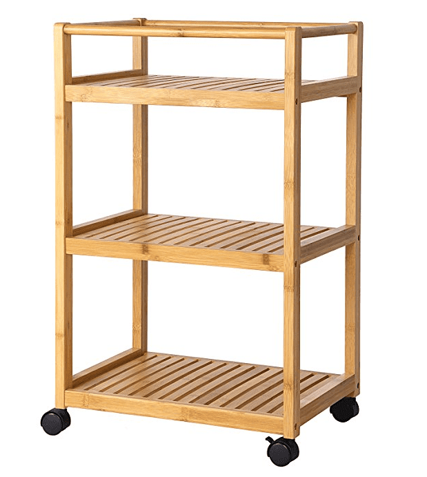Bamboo AllPurpose 3 Tier Rolling Cart with Removable