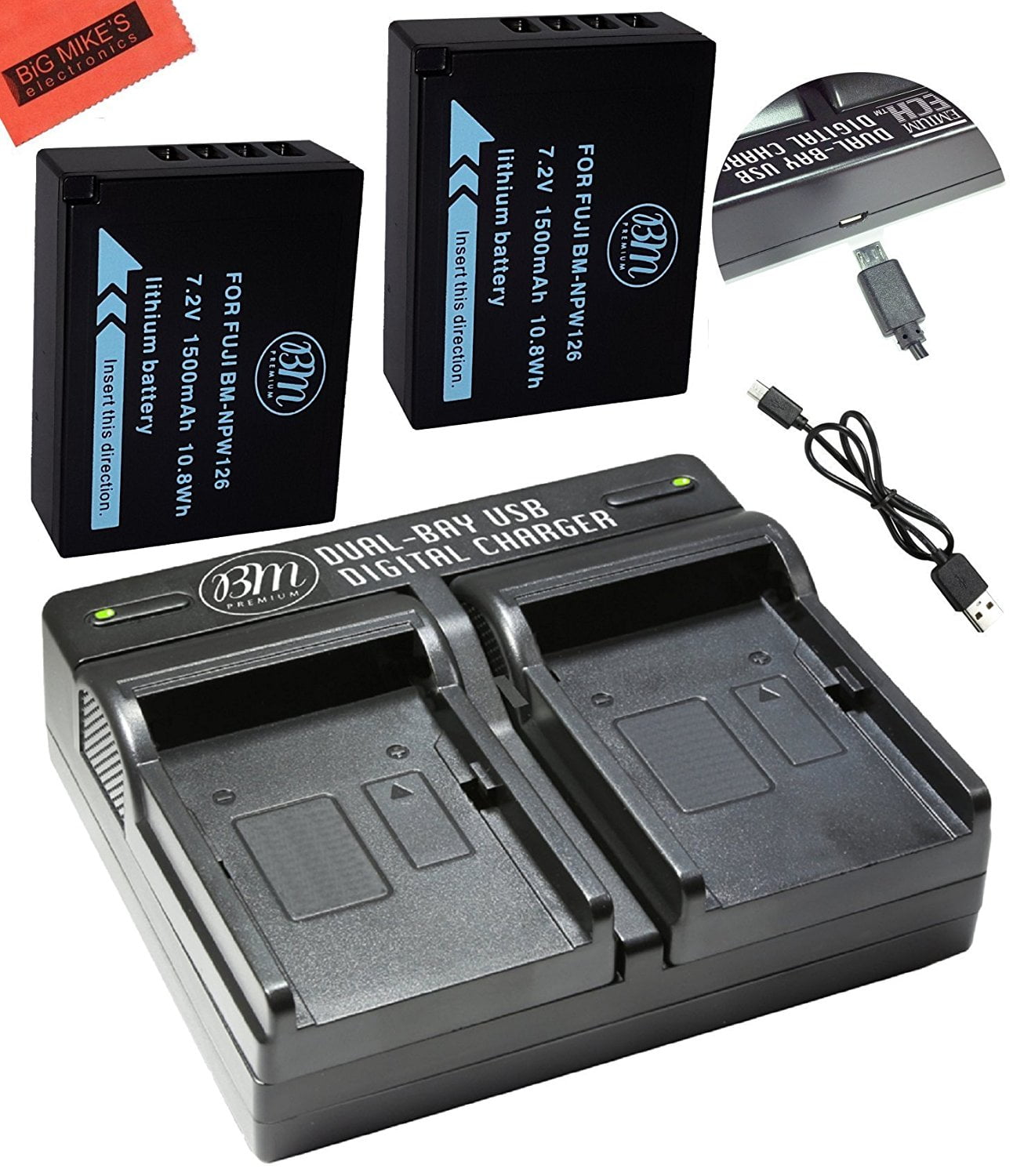 BM Premium 2 NPW126, NPW126S Batteries and Dual Battery Charger For
