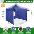 thumbnail image 6 of HOTEEL 10x10 ft Canopy with Extended Awning, Heavy Duty EZ Pop up Folding Canopy Tent with Roller Bag, Rainproof&Sunproof Awning Gazebo Shelter for Party Events, Market, Vendor, Dark Blue, 6 of 8
