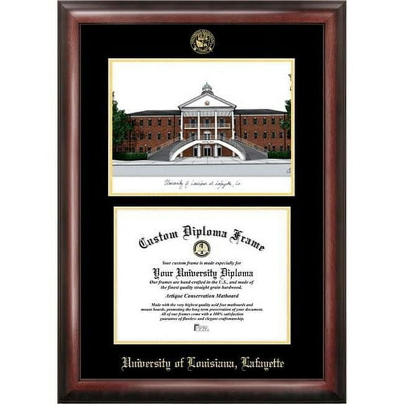 Campus Images LA993LGED-1185 8.5 x 11 in. University of Louisiana-Lafayette Gold Embossed Diploma Satin Mahogany Frame