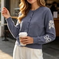 thumbnail image 5 of Iroehba Cardigan Sweaters for Women Long Sleeve Button Down Crew Neck Knit Tops Relaxed Cut Elegant Casual Outerwear for Daily Wear, 5 of 7