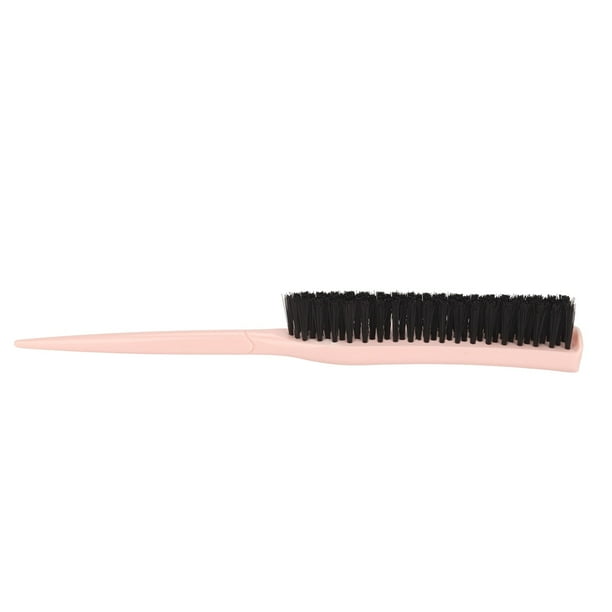 Cepillo para cardar el cabello de 3 filas de nailon para añadir volumen, ergonómico, portátil, para peinar el cabello, cepillo de cola de rata para salón, color rosa