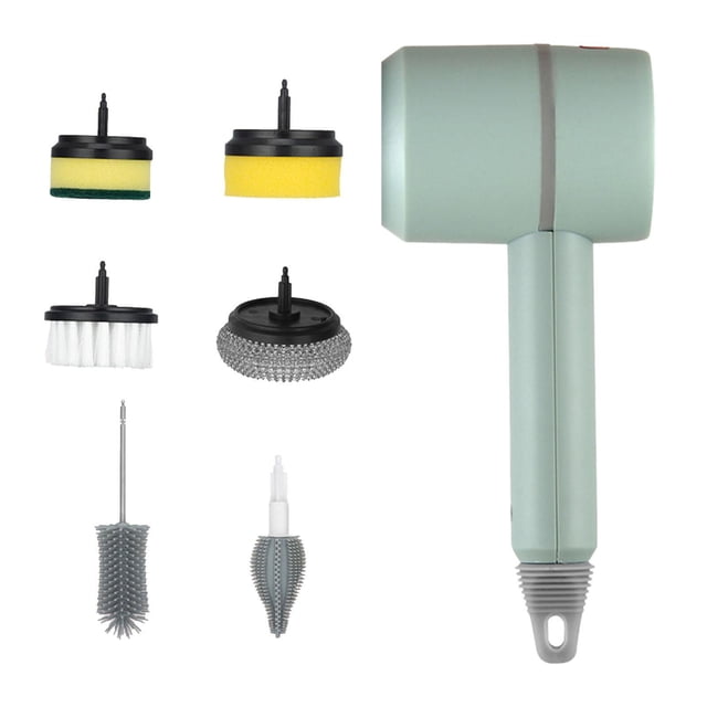 Cepillo de limpieza eléctrico inalámbrico de mano, resistente al agua, para limpieza del hogar Verde