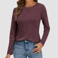 thumbnail image 5 of TKLPEHG Womens Fall Tops Casual Basic Crew Neck Long Sleeve Shirts Solid Color Comfy Dressy Blouses Elegant Workout Tunic Tops (Wine,XL), 5 of 8
