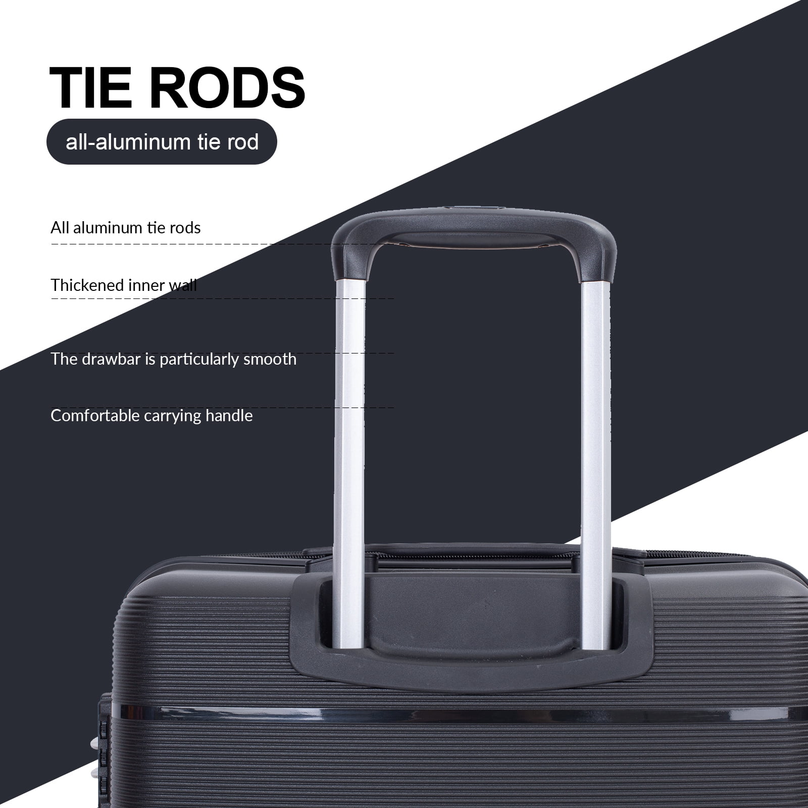 "Tripcomp 3pc Rolling Hard Shell Luggage Set  Spinner Wheels, TSA, CarryOn (20"", 24"", 28""), PP, B(图2)