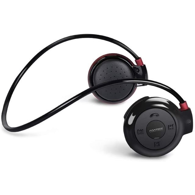 Audífonos inalámbricos Cootree con micrófono incorporado, Bluetooth, plegables y transportables en el bolso, negro/rojo