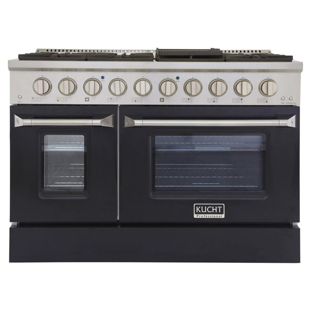 Pemberly Row 48" Stainless Steel Propane Gas Range in Silver/Black