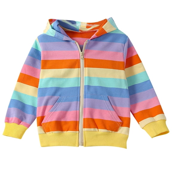 Cethrio Girls Hoodies with Pockets, Fall Casual Stripe Long Sleeve Girls Outerwear Multicolor Size 6