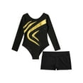 thumbnail image 3 of iiniim Kids Girls Shiny Long Sleeve Gymnastics Ballet Leotard with Booty Boyshorts Sports Dancewear Size 4-14 Gold 6, 3 of 7