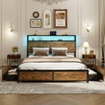 thumbnail image 4 of Gymax Queen Industrial Platform Bed Frame w/ Storage Drawers & LED Lights Headboard, 4 of 10