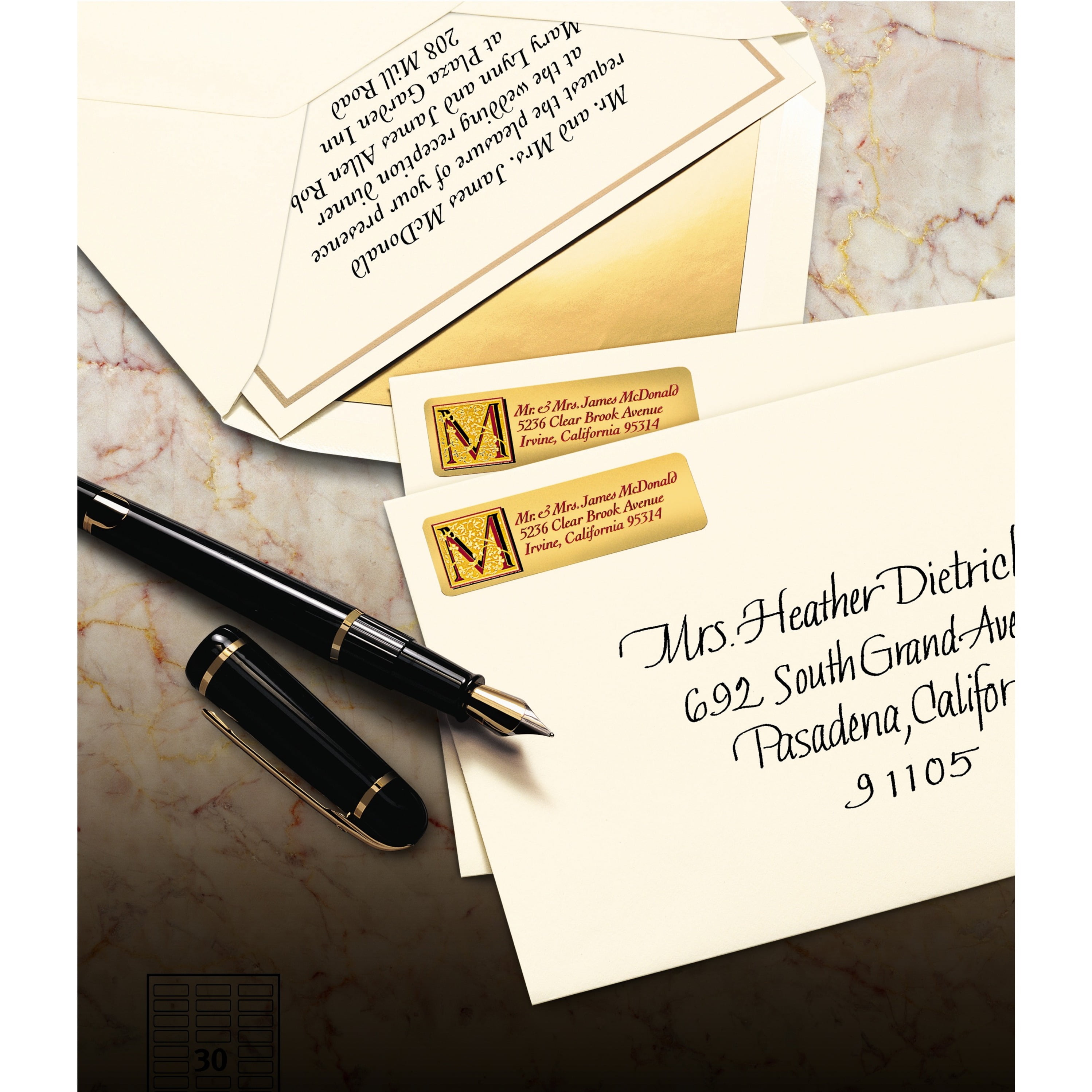 Avery   Foil Mailing Labels, Gold, 3/4