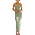 thumbnail image 3 of Vestido tubo ajustado para mujer, sin tirantes, con abertura lateral y ribete de color en contraste., 3 of 8