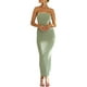 thumbnail image 3 of Vestido tubo ajustado para mujer, sin tirantes, con abertura lateral y ribete de color en contraste., 3 of 8