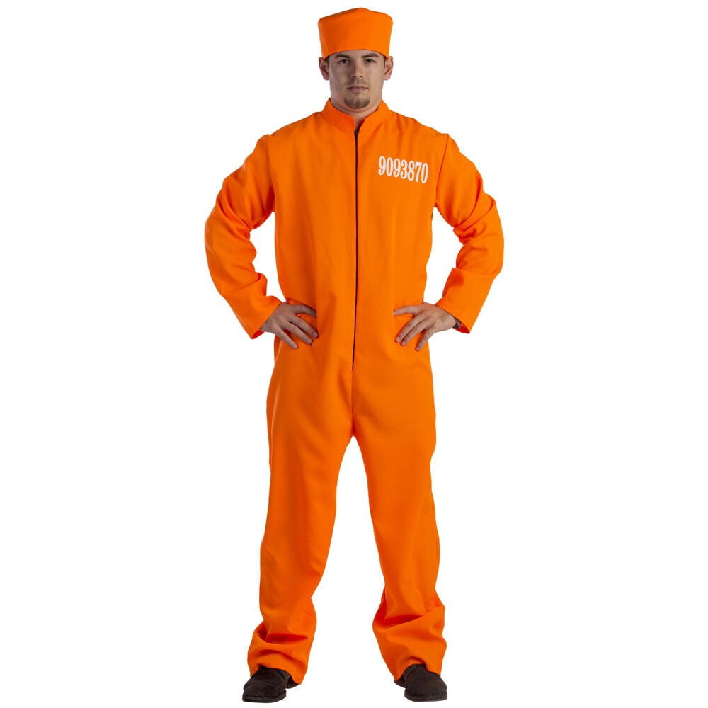 Spooktacular Creations Prisoner Jumpsuit Orange Prison Escaped Inmate  Jailbird Coverall Costume with Name Tag Small  Amazonin Clothing   Accessories