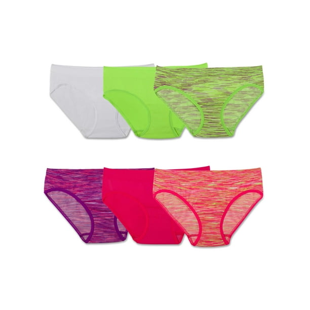 Fruit of the Loom Girls Seamless Hipster Underwear, 6 Pack - Walmart.com