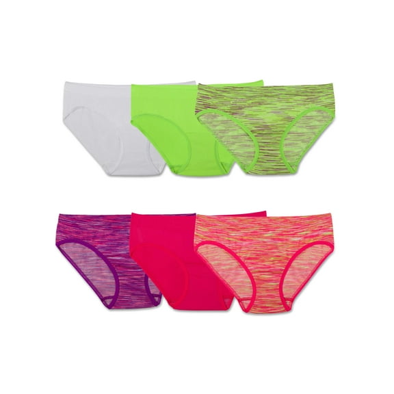 Fruit of the Loom Girls Seamless Assorted Hipster Underwear, 6 Pack Panties (Little Girls & Big Girls)
