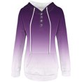 thumbnail image 5 of WEAIXIMIUNG Chandails en Molleton Courts pour Femmes Chandail à Capuchon Automne et Hiver Style de Rue Changeant Progressivement de Couleur Col à Boutons Poche Cordon de Serrage Chandail à Capuchon de Sport Décontracté (2), 5 of 5