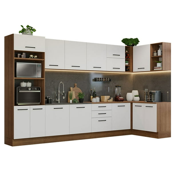 Cocina Integral Esquinera MADESA Agata 499cm Marrón/Blanco
