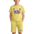 thumbnail image 2 of Stamzod 4Th Of July Clothes for Girls Boys Short Sleeve T-Shirt and Shorts Unisex Two Piece Summer Outfits Yellow 6 Years, 2 of 10
