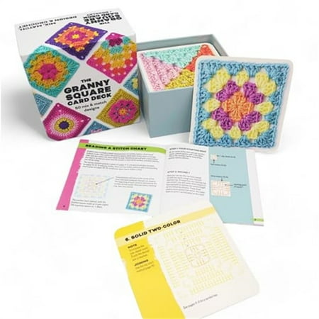 

Mrigtriles The Granny Square Card Deck 50 Mix & Match Designs Crochet Granny Squares Book Crochet Kit for Beginners
