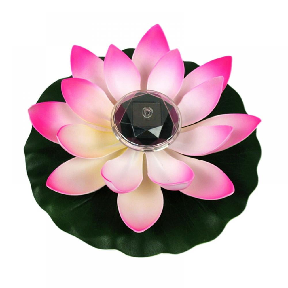 Waterproof Solar Powered Floating Lotus Flower LED Lights For Garden Pool Ponds 