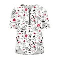 thumbnail image 4 of Summer Saving Wycnly Womens Blouses and Tops Dressy Going out Casual Quarter Zipper Irregular Hem Tunic Shirts Summer Floral V-Neck Short Sleeve Cute Tees Tops White m, 4 of 5