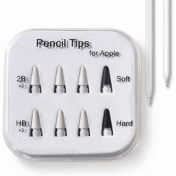 wonima11 Pencil Tips Soft Wear-Resistant Damping Pen Tip for Apple Replacement 2B Stylus Fine Nib Compatible with iPad Air Mini Pro Apple Pencil 1st Gen & 2nd Generation - 6+2 Packs