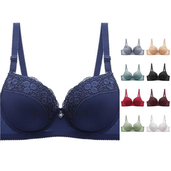 PMVFHDE Summer Breathable Underwire Bra Full Coverage Shaping Plus Size Comfort Everyday Wear Dark Blue - 42