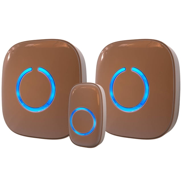 Timbres inalámbricos SadoTech para el hogar, apartamentos, negocios, aulas, etc. - 1 timbre de puerta y 2 receptores de timbre enchufables, funciona con pilas, fácil de usar, timbre inalámbrico con fl
