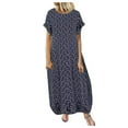 thumbnail image 1 of Robe Blanche Femme Décontractée à Pois Manches Courtes Col Robe Maxi, 1 of 6