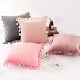thumbnail image 3 of Namzi Velvet Soft Solid Decorative Throw Pillow Cover with Tassels Boho Accent Cushion Case for Couch Bedroom Car Baby Pink 18''x18'', 3 of 5