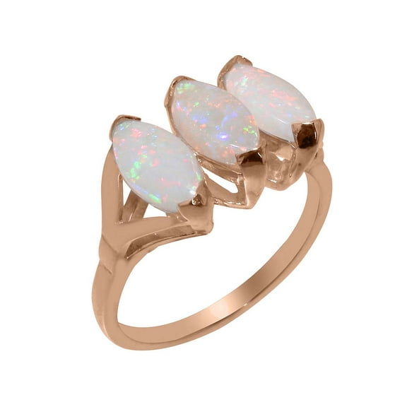 LBG British Made 14k Rose Gold Natural Opal Womens Anniversary Ring - 33 size options - Size 10