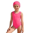 thumbnail image 2 of One Piece Swimsuit for Girls Sleeveless Solid Color Swimsuit Sets With Cap Summer Beach Pool Tropical Swimwear, 2 of 8