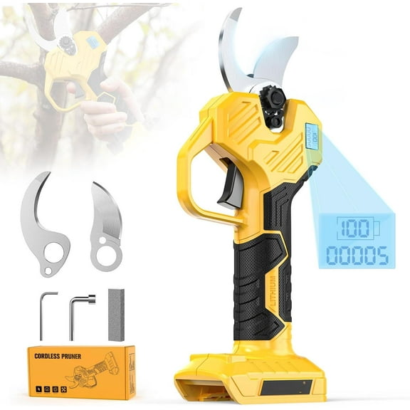 Cordless Electric Pruning Shears: 1.5-2 Inch Portable Pruning Shears for DeWalt 20V Battery (No Battery) - Garden Pruners Tool with LCD Display & SK7 Blades for Tree, Branch, and Grass Trimming