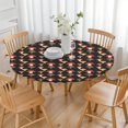 thumbnail image 3 of Red Brown Mushroom Black Pattern Round Fitted Tablecloth with Elastic Edge,Dining Table Cover Waterproof,Outdoor Round Tablecloth for Camping,Dining,Indoor and Outdoor, 3 of 7