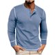 thumbnail image 1 of Blusas y camisas de manga larga con cuello redondo para hombre, blusa informal de moda con bloques de color, manga larga, cuello redondo, blusa de poliéster, algodón y poliéster., 1 of 8