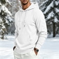 thumbnail image 5 of Fleece Hoodie Pullover Men Fashion Casual Long Sleeve Drawstring Sweatshirt Fall Winter Thermal Workout Tops with Pockets White 2XL, 5 of 5