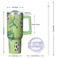 thumbnail image 3 of Football Soccer Stainless Steel Travel Mug with Handle Straw Lid Insulated Tumbler Coffee Cup for Hot Cold Drinks Sports Gift for Boys Girls Mom Dad Husband Wife, 3 of 5