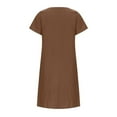 thumbnail image 5 of Cyber&Monday Deals Dyegold Sundresses for Women Casual Beach - Womens Dresses Casual V Neck Short Sleeve Linen Cotton Plus Size Pleated Midi Sun Dresses ​Summer Flare ​Beach ​Dresses, 5 of 8