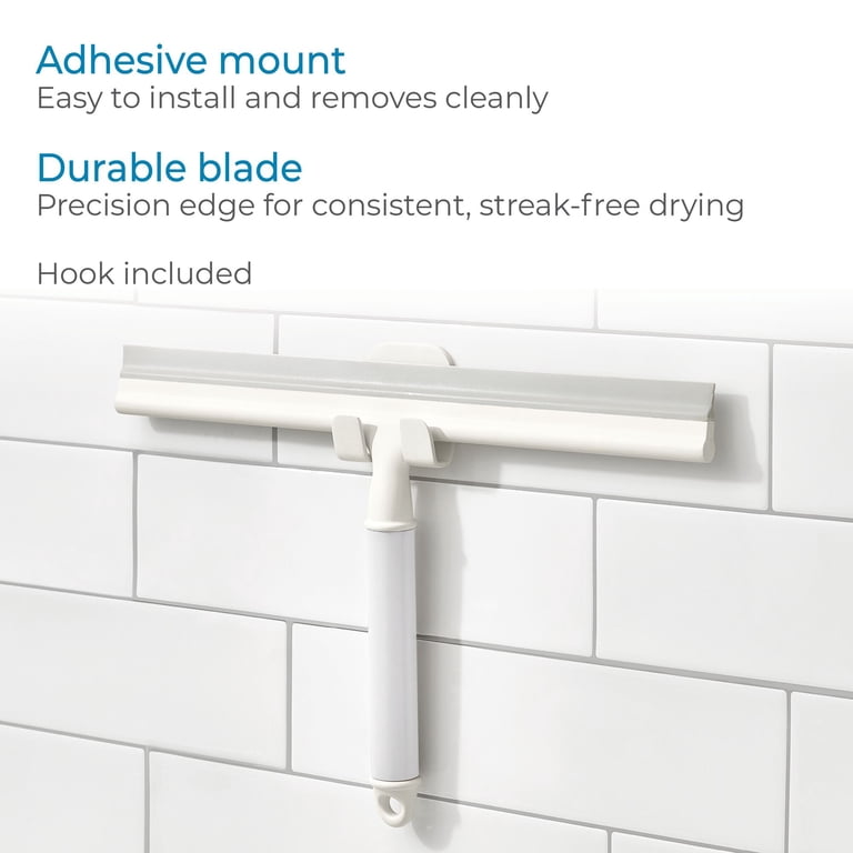 iDesign Orleans Shower Squeegee with Adhesive Hook, White photo 2