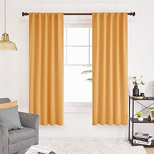 Deconovo Blackout Curtain Panels for Kids Bedroom, Room Darkening Back Tab and Rod Pocket Curtains, 42x72 Inch, Orange Flame, 2 Panels