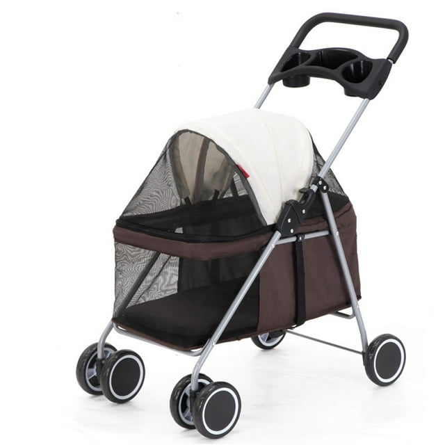 Poussette pour Chien, Poussette pour Animaux à 4 Roues Pliable Poussette Portable pour Chat Chiot Poussette de Jogging avec Multiples Facettes pour Chiot Chats Rats Lapins Sorties