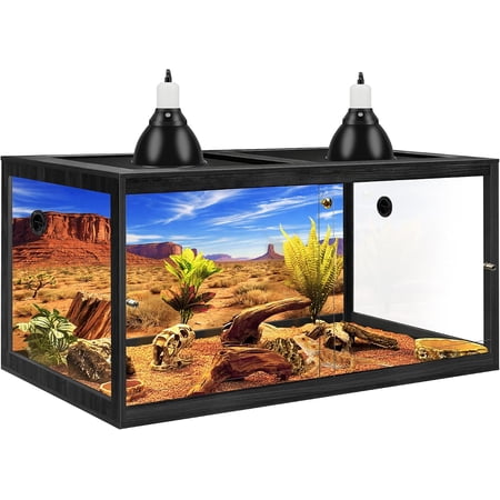 120 Gallon Bearded Dragon Tank – 4x2x2 Reptile Enclosure with Tempered Glass Sliding Doors, Lockable Front Opening & Metal Mesh Top, Large Terrarium for Lizards & Snakes (Black)