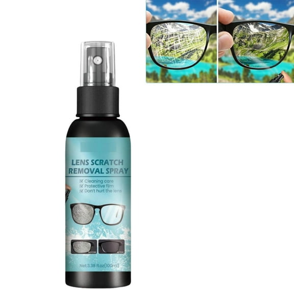 Lens Scratch Removal Spray, Eyeglass Windshield Glass Repair Liquid, Glasses Cleaner Spray for Sunglasses Screen Cleaner Tools, Eyeglass Glass Scratch Repair Solution 100ML  Clearance