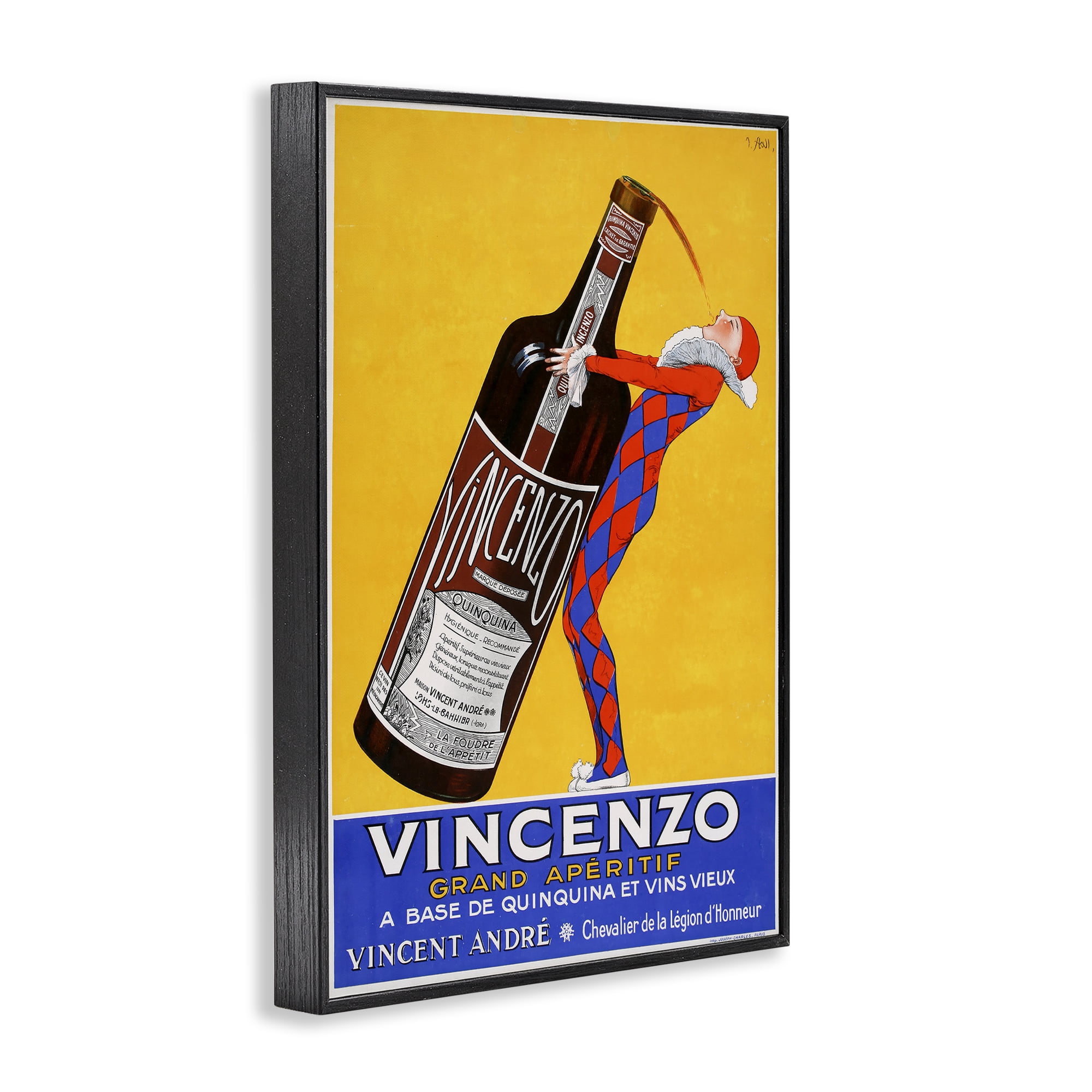 Stupell Industries Vincenzo Vintage Wine Black Framed Giclee Art, design by Vintage Posters