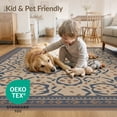 thumbnail image 4 of ODIKA 5'x7' Navy Beige Black Geometric Floral Design Washable Area Rug Elegant Motif Pattern for Small Living Room, Bedroom, Easy Care, Non-Shedding, Pet Friendly, 4 of 7